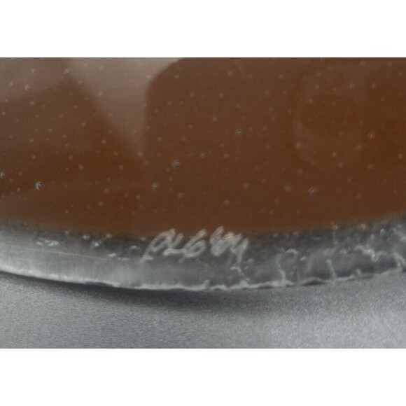 Fused Art Glass Modern Round BLUE GRAY WHITE BROWN Platter 13.75” Signed - Picture 4 of 5